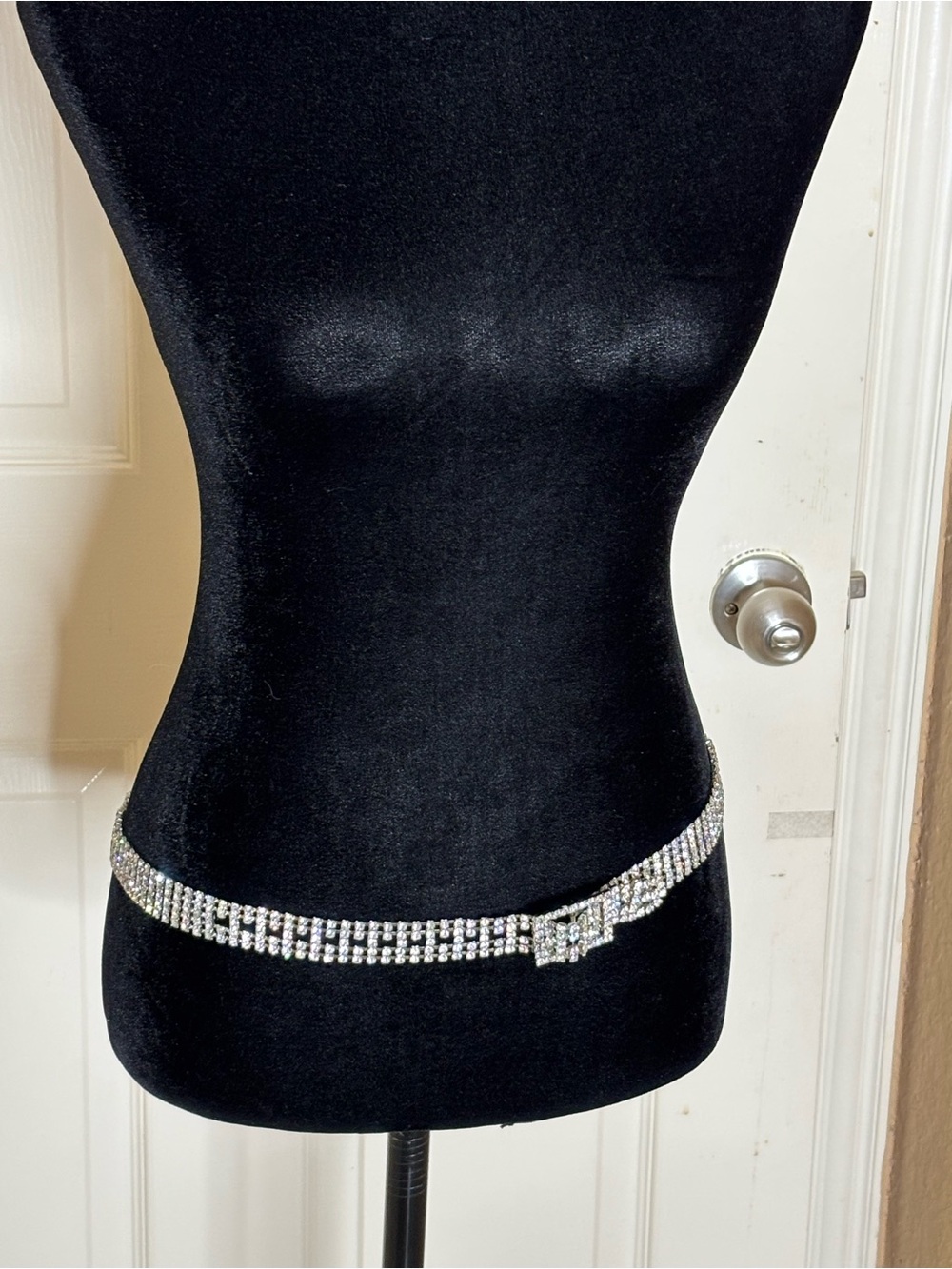 Flawless 5-Row Rhinestone Belt w Square Buckle Elegant Fit 27.5" - 35" Stunning! - Picture 7 of 11